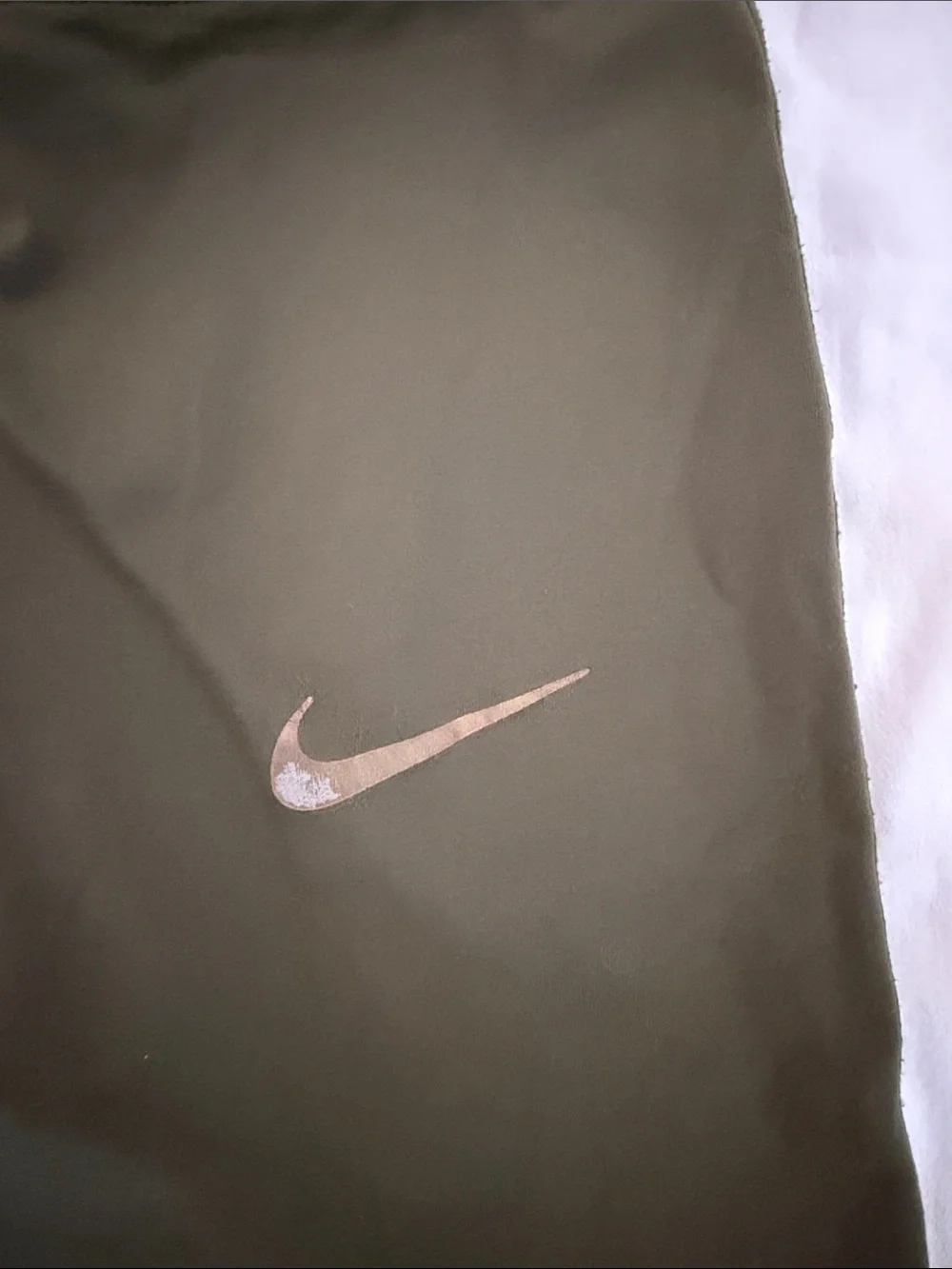 Nike Olive Green Women's Training Leggings with Metallic Swoosh